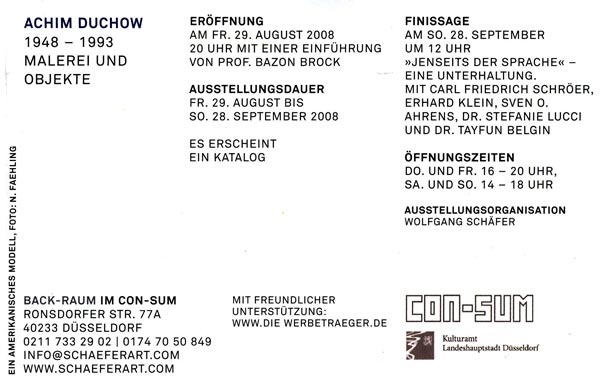 Achim Duchow 1948 - 1993 Malerei und Objekte, Bild: Informationskarte.
